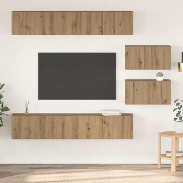 vidaXL Tv-meubelset 6 st Artisan Eiken Bewerkt hout, Verzenden, Nieuw