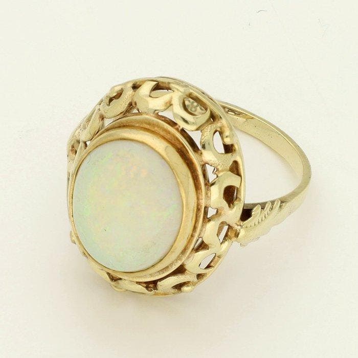 Bague - 14 carats Or jaune - Opale., Bijoux, Sacs & Beauté, Bagues