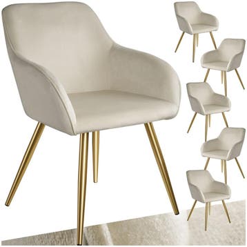 Eetkamerstoel Marilyn fluweellook, gouden poten, Huis en Inrichting, Stoelen, Verzenden, Nieuw