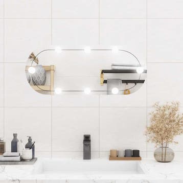vidaXL Wandspiegel met LEDs ovaal 30x70 cm glas, Huis en Inrichting, Woonaccessoires | Spiegels, Verzenden, Nieuw