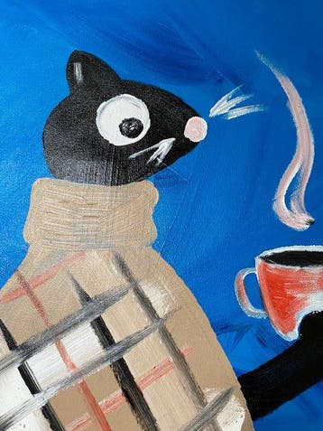 Tetiana Zaitseva - Acrylic Painting Winter Mouse no 406