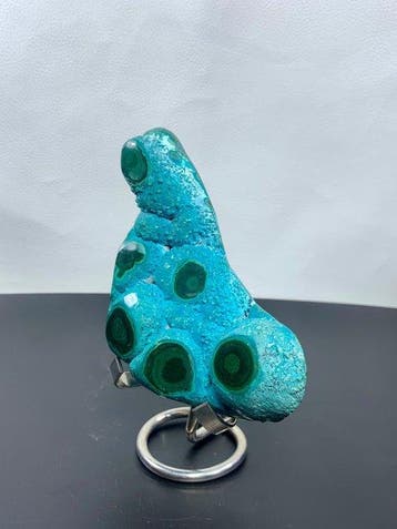 Malachite naturelle et chrysocolle Échantillon avec socle