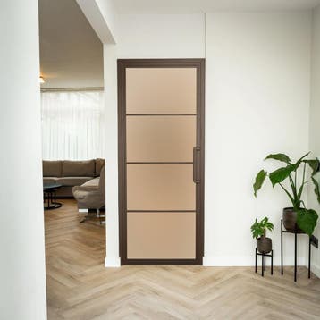 Stalen Binnendeur - Brons - 4 Vlaks - Mat glas, Doe-het-zelf en Bouw, Minder dan 80 cm, Binnendeur, Nieuw, Metaal