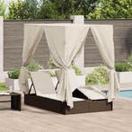 vidaXL Dubbele ligstoel Warmwit 205 x 129 x 200 cm poly, Tuin en Terras, Ligbedden, Verzenden, Nieuw