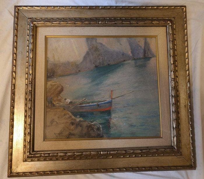 Giuseppe Casciaro (1863-1941) - Marina di Capri, Antiek en Kunst, Kunst | Schilderijen | Klassiek