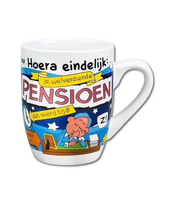 Mok Pensioen 12cm, Hobby en Vrije tijd, Verzenden, Nieuw