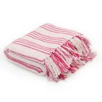 vidaXL Plaid strepen 125x150 cm katoen roze en wit, Verzenden, Nieuw