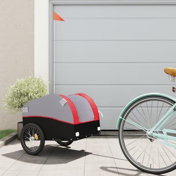 vidaXL Fietstrailer 30 kg ijzer zwart en rood, Verzenden