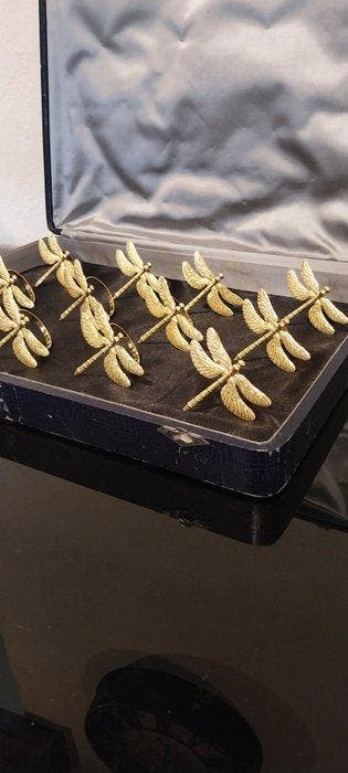 Servetring (12) - Verguld messing - Libellen, Antiek en Kunst