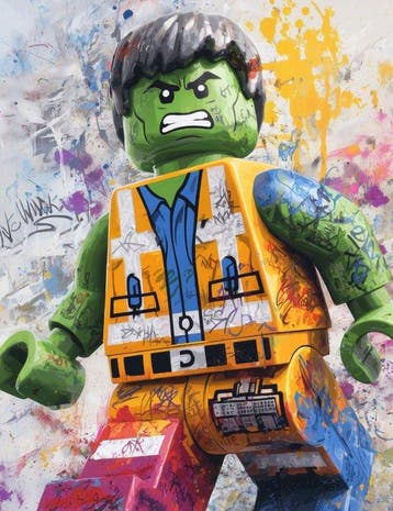 Canvas Fit - Alberto Ricardo - Hulk Lego – La Fuerza Verde, Nieuw