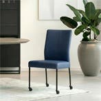 Set van 10 Leren eetkamerstoelen Comfort met wieltjes -, Ophalen of Verzenden, Nieuw, Leer