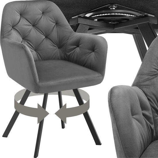2dekans | tectake® Draaistoel Fluweellook – Eetkamerstoel, Huis en Inrichting, Stoelen, Ophalen of Verzenden