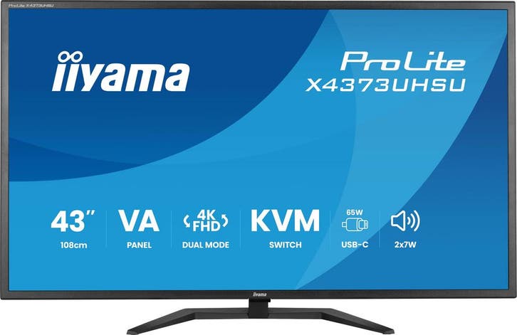 Iiyama ProLite X4373UHSU-B2 Zwart , 43 , 3840x2160 (4K), Computers en Software, Monitoren, VA, Ultra HD (4K), Zo goed als nieuw