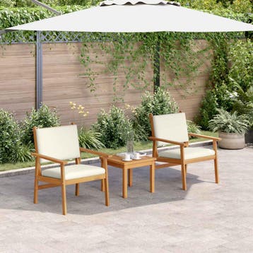 vidaXL Tuinbank Set 3 st 2-Aantal zitplaatsen Crème Wit, Verzenden