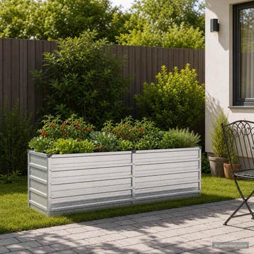 vidaXL Verhoogde Tuinbak Zilverkleurig 160 x 40 x 55 cm, Jardin & Terrasse, Pots de fleurs, Verzenden