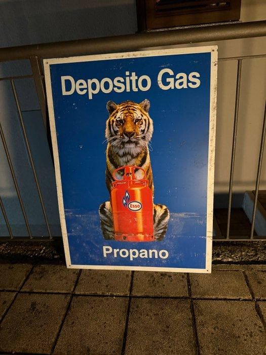 Esso - Esso-bord - Emaille bord - Aluminium, Antiek en Kunst, Antiek | Wandborden en Tegels