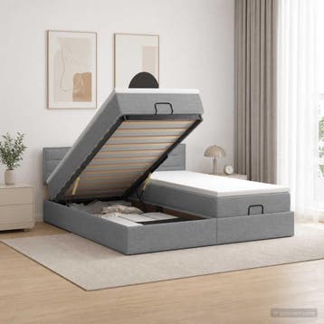 vidaXL Ottoman bed met matras met hoofdeinde 2 st Lichtgrijs, Verzenden