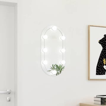 vidaXL Spiegel met LED-verlichting ovaal 60x30 cm glas, Verzenden, Nieuw