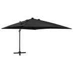 vidaXL Zweefparasol met paal en LED-verlichting 300 cm zwart, Verzenden