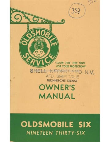 1936 OLDSMOBILE SIX INSTRUCTIEBOEKJE ENGELS