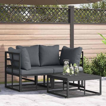vidaXL Tuinbank Set 3 st Zwart Metaal, Tuin en Terras, Verzenden, Nieuw
