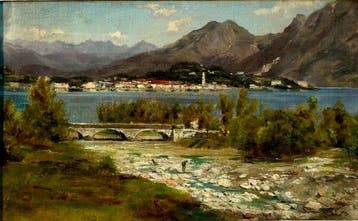 Silvio Poma (1840-1932) - Paesaggio Lacustre (Lago Maggiore)