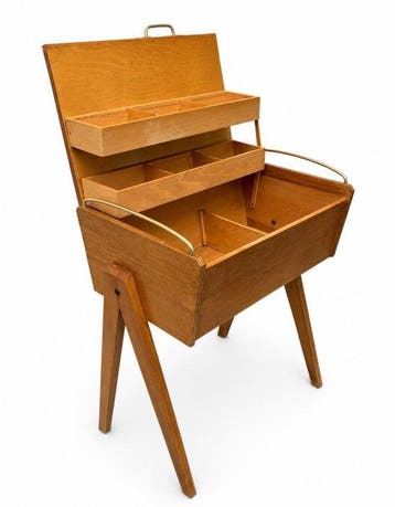Boîte à couture - Bois - Petit cabinet de couture vintage
