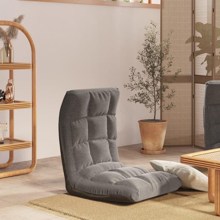 vidaXL Vloerstoel inklapbaar stof lichtgrijs, Maison & Meubles, Chaises, Envoi