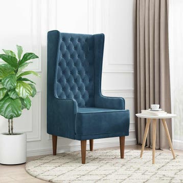 vidaXL Gecapitonneerde stoel met hoge rugleuning Blauw, Verzenden, Nieuw