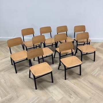 complete school set van 20 stoelen Marko, blauw - beuken, Huis en Inrichting, Stoelen, Gebruikt, Hout, Eén
