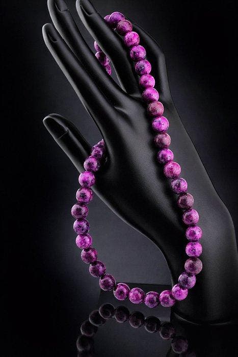 Levende paarse shungietketting - grote kralen - 925, Antiek en Kunst, Curiosa en Brocante