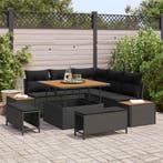 vidaXL Tuinbank Set 8 pcs Zwart Poly Riet en Poedergecoat, Verzenden, Nieuw