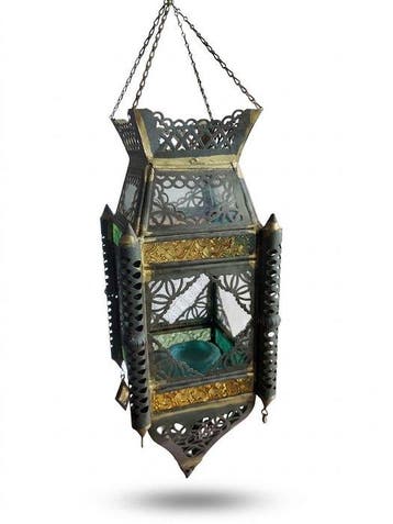 Lantaarn - Glas in Lood Lantaarn in Oosterse Stijl -, Antiek en Kunst