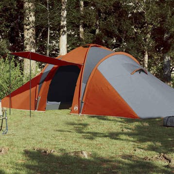 vidaXL Koepeltent 6-persoons waterdicht grijs en oranje, Verzenden, Nieuw