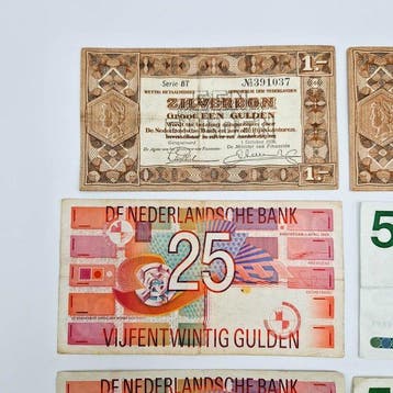 Nederland. - 12 Banknotes Gulden 1989, 1973, 1966, 1968,