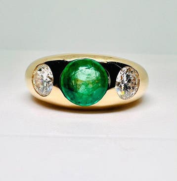 Statement ring - 14 karaat Geel goud - 2.28ct. tw. Smaragd -