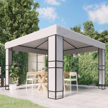 vidaXL Prieel met dubbel dak 3x3 m wit, Verzenden, Nieuw