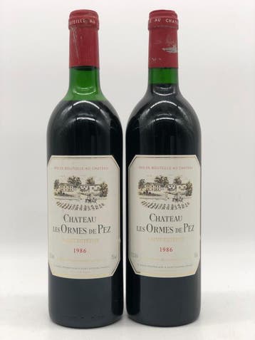 2 x 75cl Chateau Ormes de Pez, St.Estephe 1986 (Bordeaux), Verzamelen, Ophalen of Verzenden, Nieuw, Frankrijk, Rode wijn