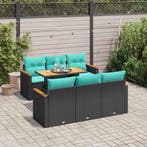 vidaXL 7-delige Loungeset met kussens poly rattan zwart, Verzenden, Nieuw, Loungeset