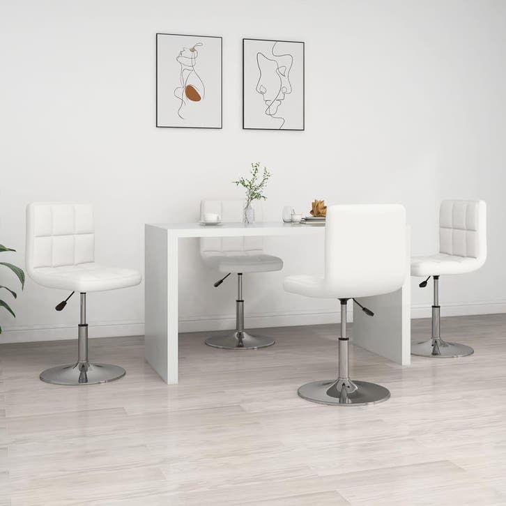 vidaXL Eetkamerstoelen 4 st kunstleer wit, Huis en Inrichting, Stoelen, Nieuw, Verzenden