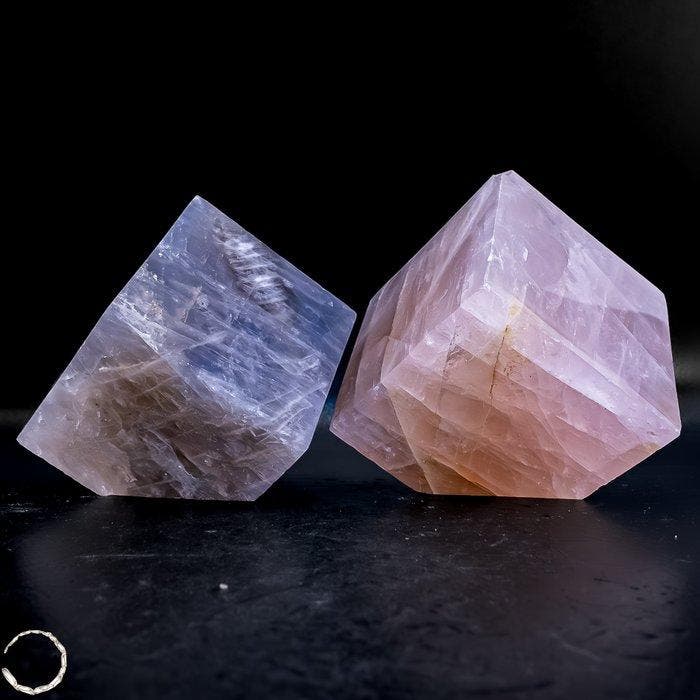 Natuurlijk Lavendel- en Rozenkwartsblokset uit Brazilië –, Verzamelen, Mineralen en Fossielen