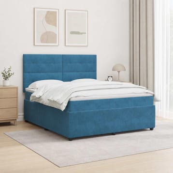 vidaXL LED Boxspringbed met Matras Blauw 140 x 190 cm, Verzenden, Nieuw