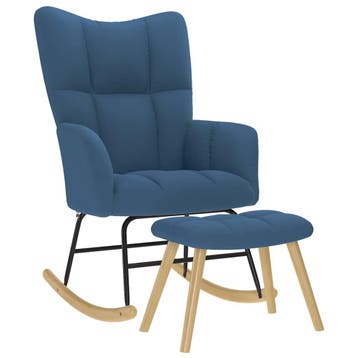 vidaXL Schommelstoel met voetenbank stof blauw, Verzenden, Nieuw