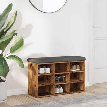 vidaXL Schoenenbank 82x32x50 cm bewerkt hout oud houtkleurig, Verzenden