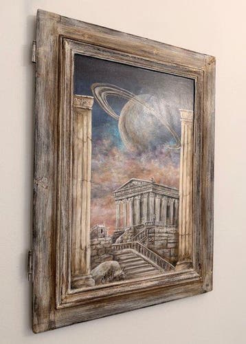 Wanddecoratie - trompe-lœil - Griekenland - Oud houten luik