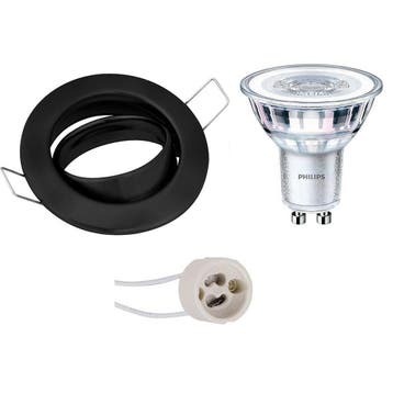 Ronde Kantelbare LED Spot Set - Mat Zwart Inbouwspot GU10 5W, Verzenden