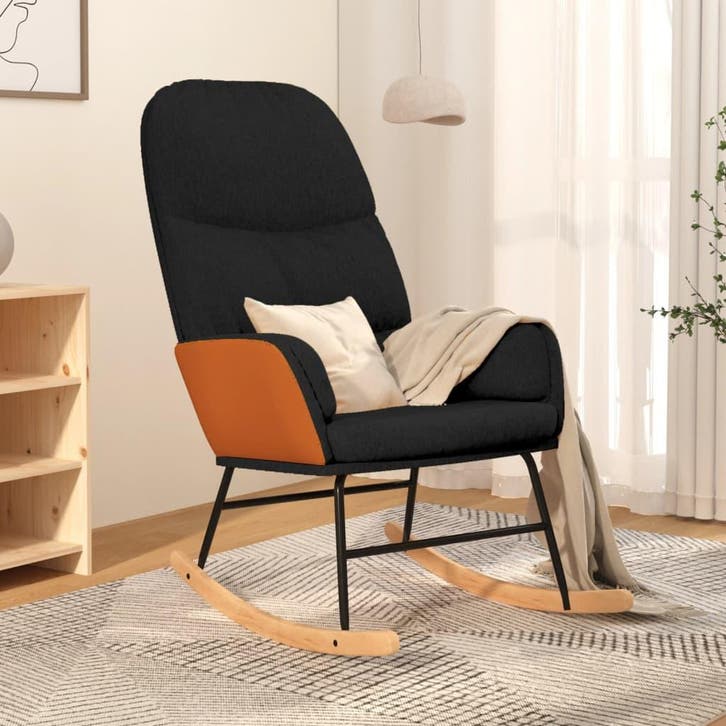 vidaXL Schommelstoel stof zwart, Huis en Inrichting, Stoelen, Nieuw, Verzenden
