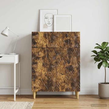 vidaXL Dressoir Gerookt eiken 66 x 34,5 x 90 cm Bewerkt hout, Huis en Inrichting, Verzenden, Nieuw