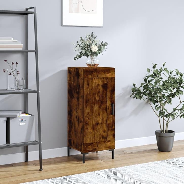vidaXL Dressoir 34,5x34x90 cm bewerkt hout gerookt eiken, Huis en Inrichting, Kasten | Dressoirs, Nieuw, Verzenden