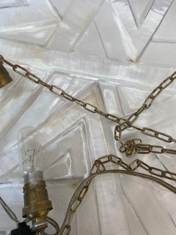 Lampe à suspendre - Verre, Laiton, Métal - vasque art déco